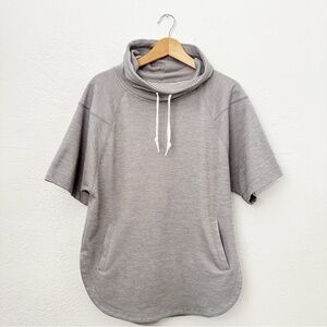 Zella Relaxed Fit Mock Neck Short Sleeve Gray Sweatshirt